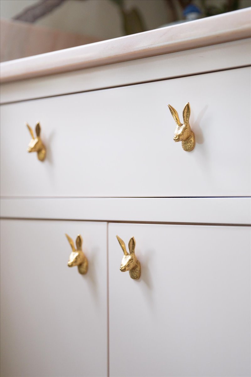 Cabinetry detail with brass hardware