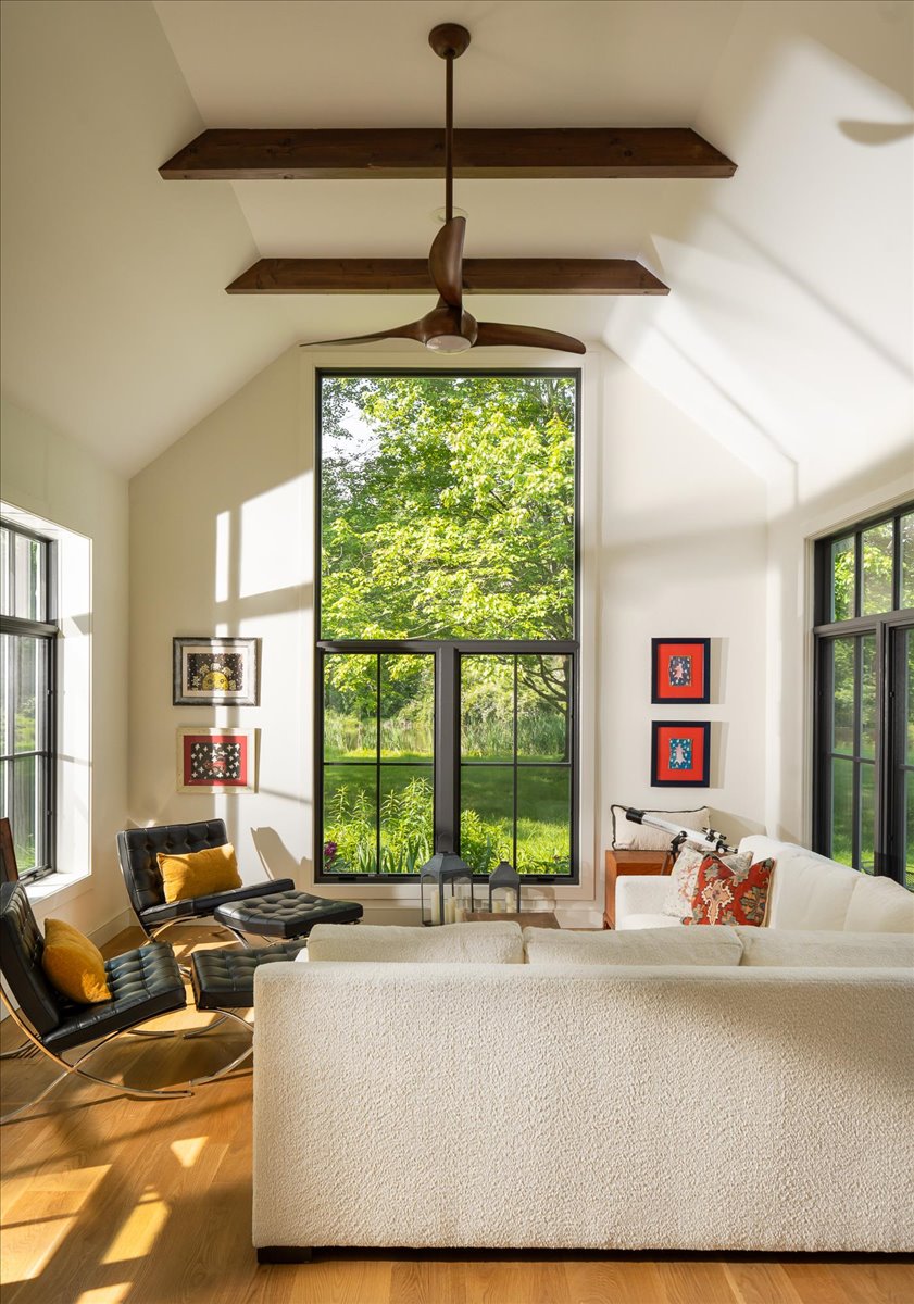 Gallery House interior vignette with artwork and natural materials